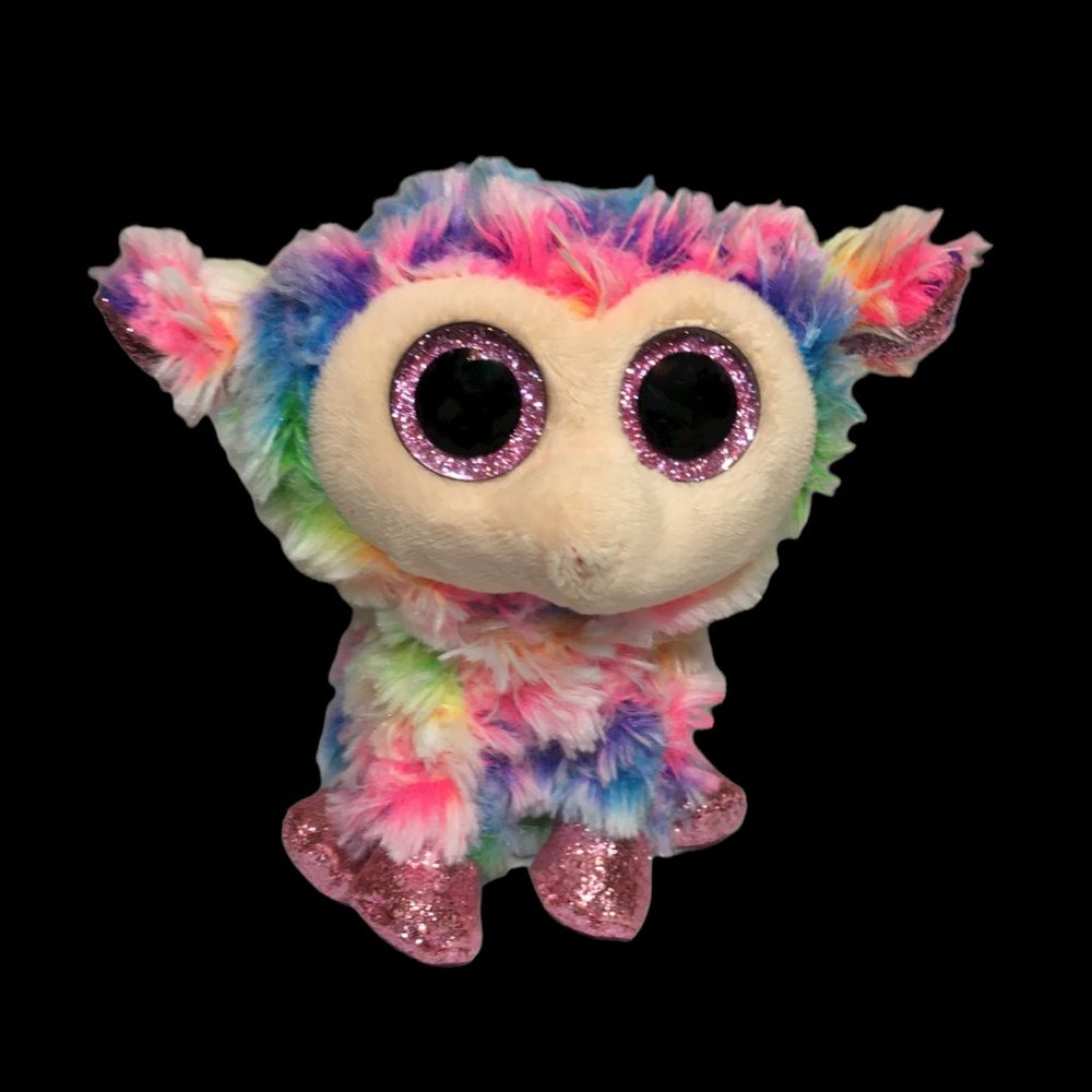 Ty Daffodil Rainbow Lamb Beanie Boos Pink Glitter Eyes & Feet Sheep Goat 6" - Picture 7 of 7
